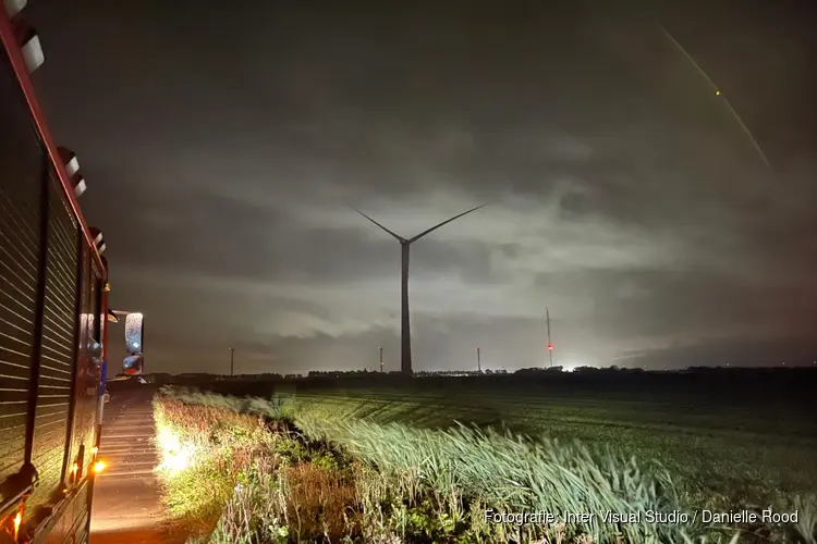 Brand in windmolen in Wieringerwerf