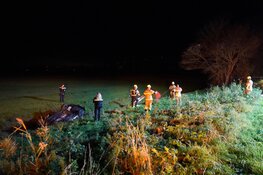 Auto te water langs N242 in Middenmeer