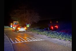 Auto over de kop bij ongeluk Middenmeer, bestuurder gevlucht, politiehelikopter ingezet